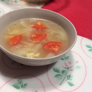 ダシダで☆鶏団子とねぎ・ミニトマト・卵スープ☆